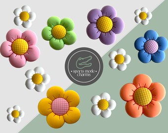 Croc Charm Pin Badge Cute Charms - Flowers Daisy Pretty - Kids Rubber Custom SportsModeCharms