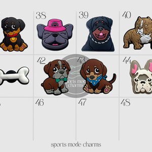 Croc Charm Pin Badge Ciondoli carini Cani Cucciolo Frenchie Labrador Bulldog Bassotto Spaniel Terrier Bambini Gomma SportModeCharms personalizzati immagine 5