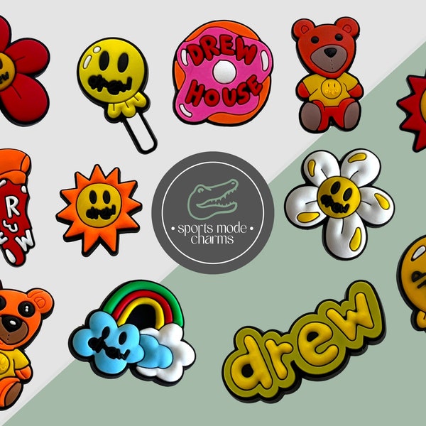 Insigne à breloque croco, breloques mignonnes - Pizza arc-en-ciel fleur Lolipop ours - Caoutchouc enfant personnalisé SportsModeCharms