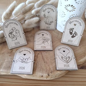 Magnet personnalisé en bois, annonce grossesse, cadeau grossesse