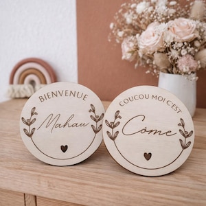 Houten geboortekaartje, welkomstkaartje, babynaamkaartje,