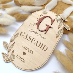 Carte naissance en bois, décoration chambre enfant, cadeau personnalisé