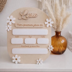 Gepersonaliseerd bord voor de eerste schooldag – Houten bord voor de eerste schooldag – Souvenirfoto van het kind – Naamplaatje voor de kleuterschool