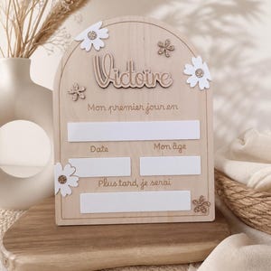 Gepersonaliseerd bord voor de eerste schooldag – Houten bord voor de eerste schooldag – Souvenirfoto van het kind – Naamplaatje voor de kleuterschool