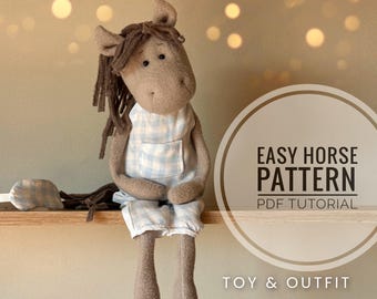 Easy Horse Sewing Pattern PDF • Beginner Friendly Stuffed Horse Toy • Horse 2026 Symbol • Toy & Outfit Pattern