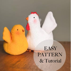 Chicken and Chick Sewing Pattern – Easter Soft Toy PDF – Easy Fleece Plush DIY for Beginners – Instant Download