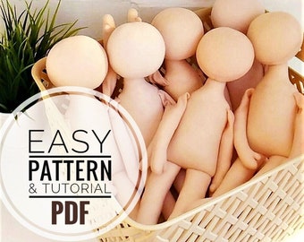 Easy Doll sewing Pattern, PDF TUTORIAL, DIY