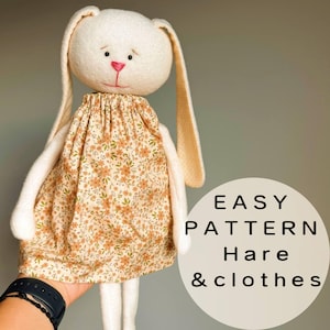 Bunny Plush Sewing Pattern – Soft Fleece Rabbit PDF – Beginner Stuffed Animal Toy – Easy Bunny with Dress – Instant Download