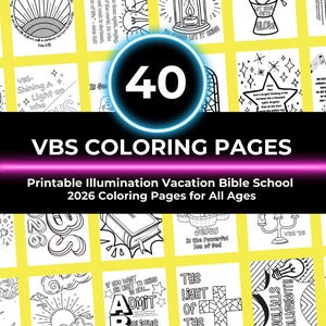 VBS 2026 Illumination Station Ausmalbilder | 40 druckbare Kirchenaktivitätsseiten | Ferienbibelschule Download