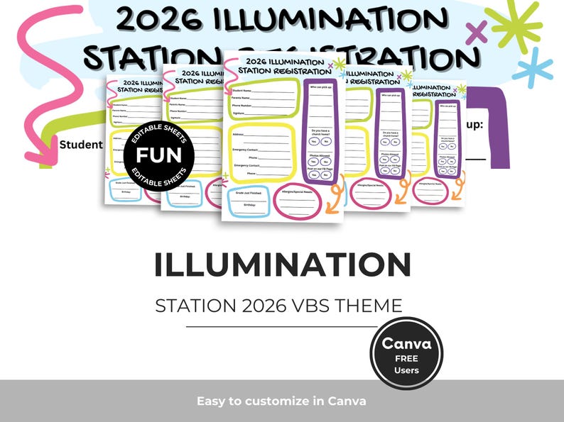 VBS 2026 Registration Form Canva Free Template | Vacation Bible School ...