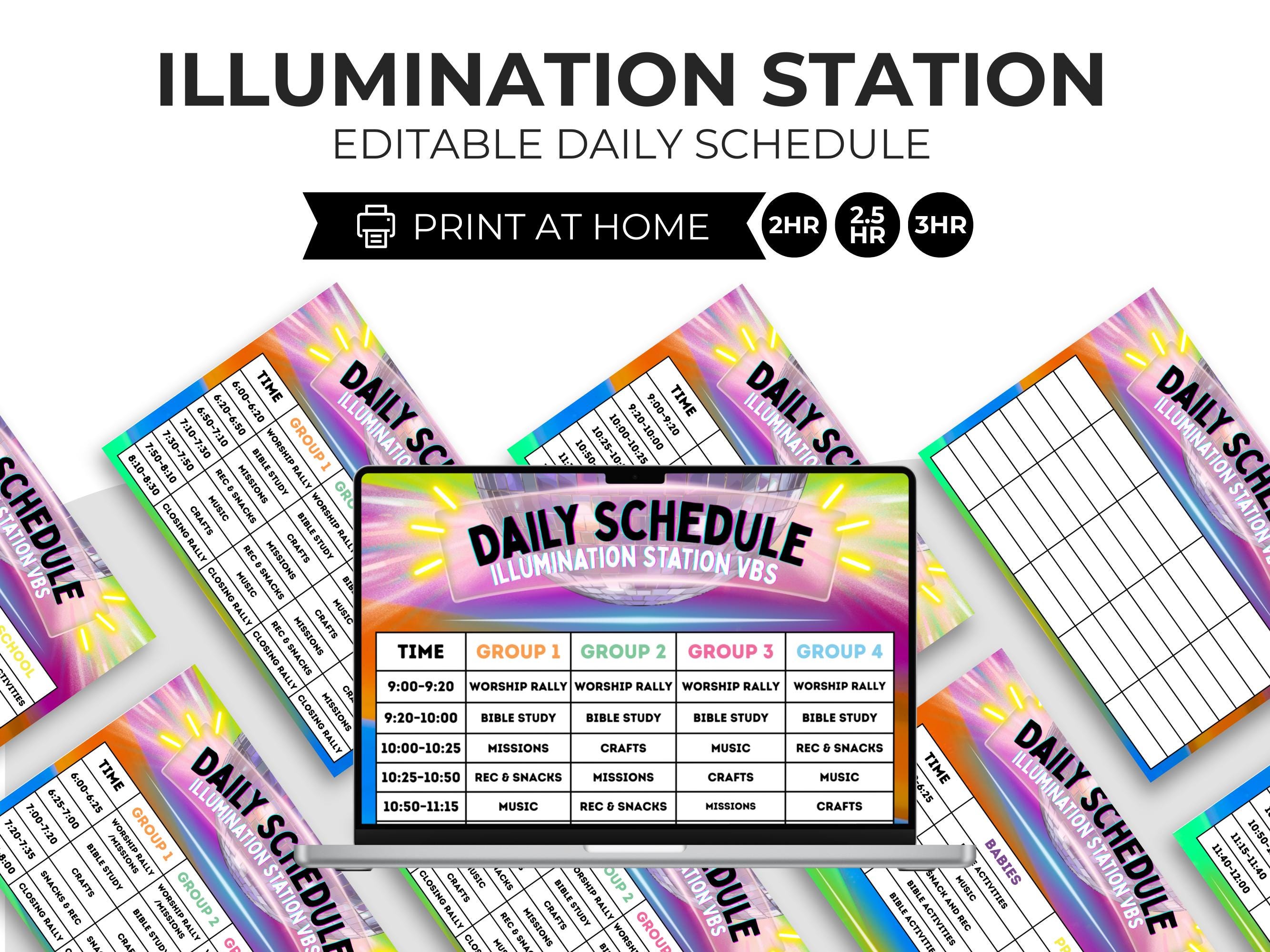 Vbs Layout Editable VBS 2026 Daily Schedule Template Canva | Vacation Bible School ...