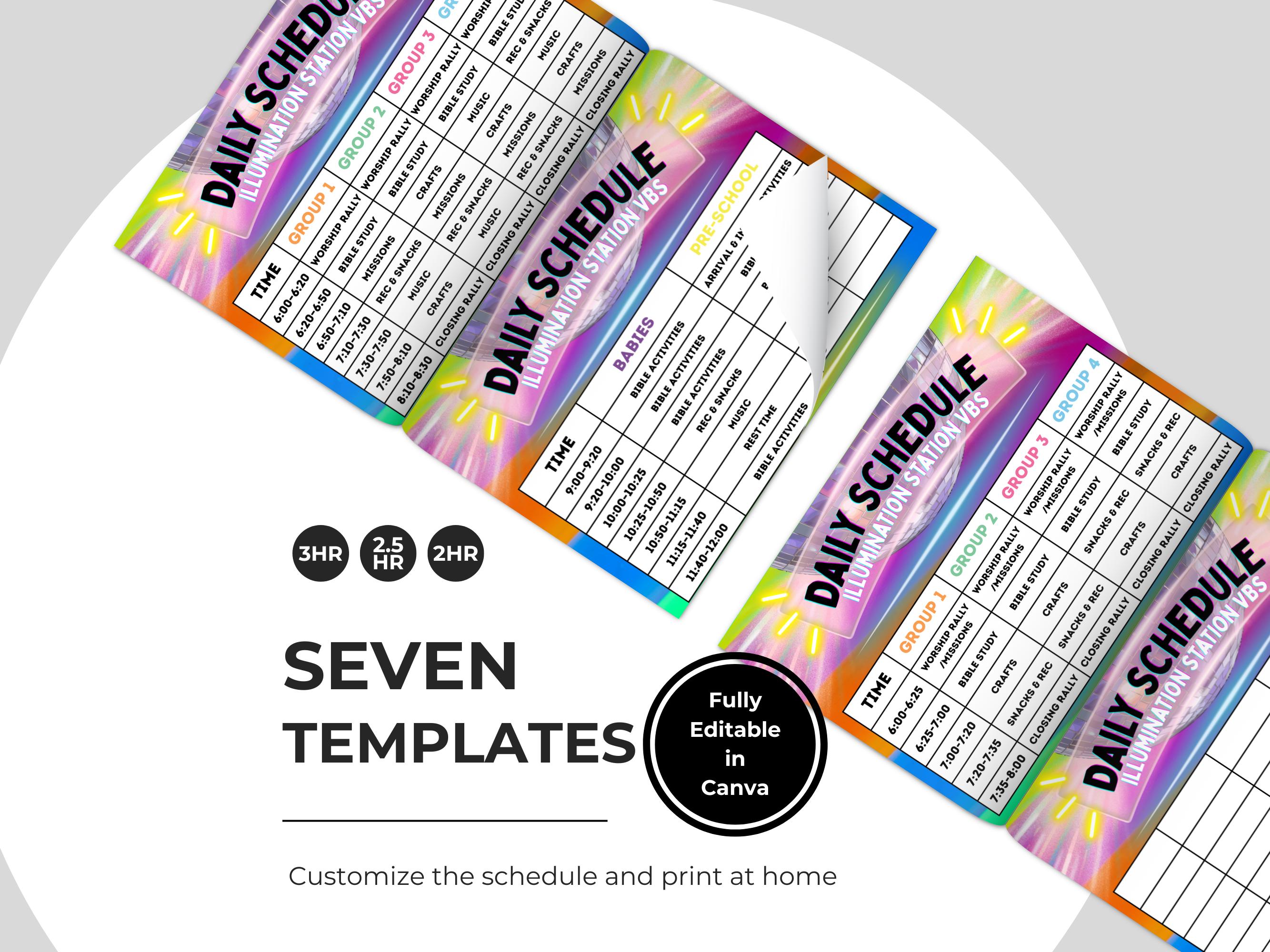 Vbs Layout Editable VBS 2026 Daily Schedule Template Canva | Vacation Bible School ...