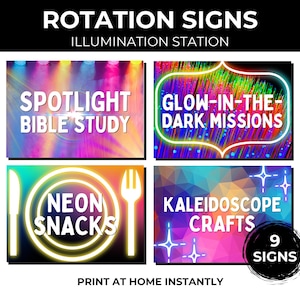 VBS 2026 Rotation Signs Canva Template | Illumination Station Station