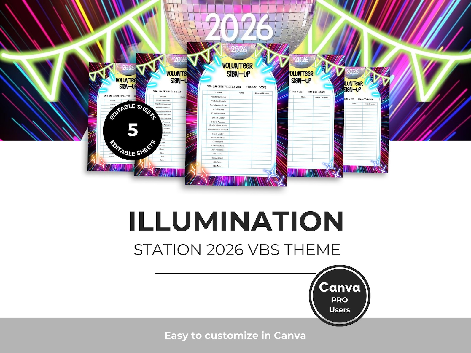 VBS 2026 Canva Bundle | Illumination Station Church Templates | Social ...