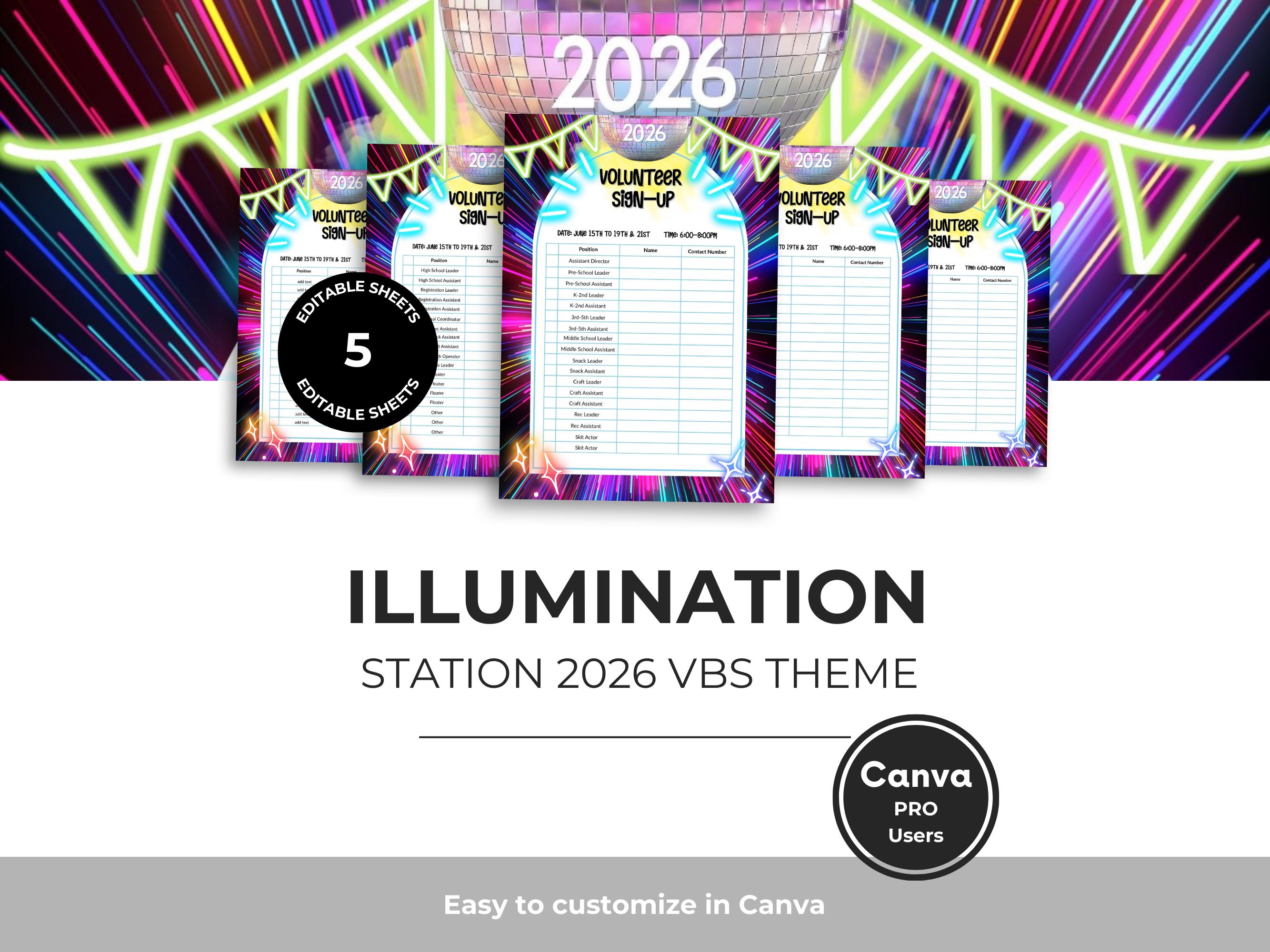 VBS 2026 Canva Bundle | Illumination Station Church Templates | Social ...