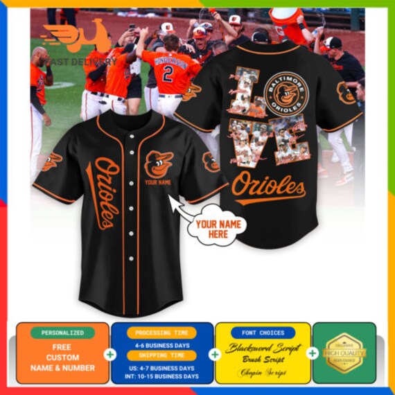Baltimore Orioles Orange ALL OVER PRINT BASEBALL JERSEY-S