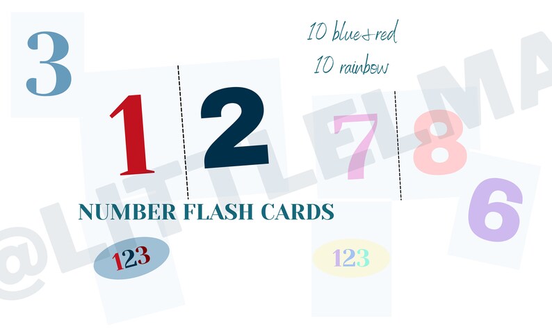 Number Flash Cards Homeschool Preschool Montessori Printable Cards Math ...