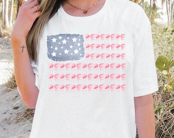 4th of July Bows Shirt, Coquette 4th of July Shirt, American Flag Shirt, USA Shirt, Patriotic Shirt, Coquette Bow Shirt, Fourth of July Tee