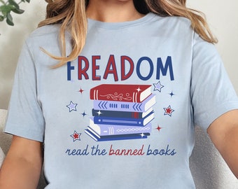 Freadom Banned Books Shirt Shirt, Bookish 4th of July Shirt, American Flag Shirt, USA Shirt, Patriotic Shirt, Independence Day Shirt,Freedom