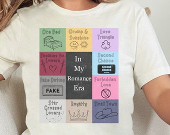 In my Romance Era Shirt, Bookish Gift, Bookish Merch, Book Club Shirt, Book lover gift, Era Book Shirt, Romance Reader, Romance book Tropes
