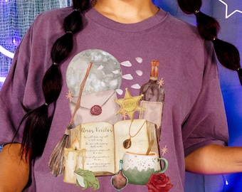 Practical Magic Amas Veritas Comfort Colors Shirt, Oversized Fall T-shirt, 90s Witch Movie Shirt, Witchy Woman Shirt, True Love Spell Shirt