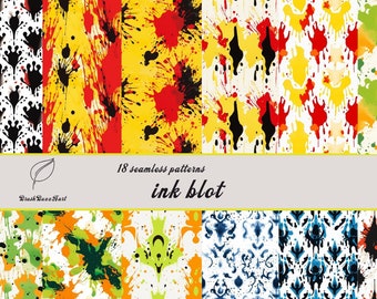 Ink Blot Seamless Patterns | Elegant Scrapbooking | Ink blot Designs | Patterned paper