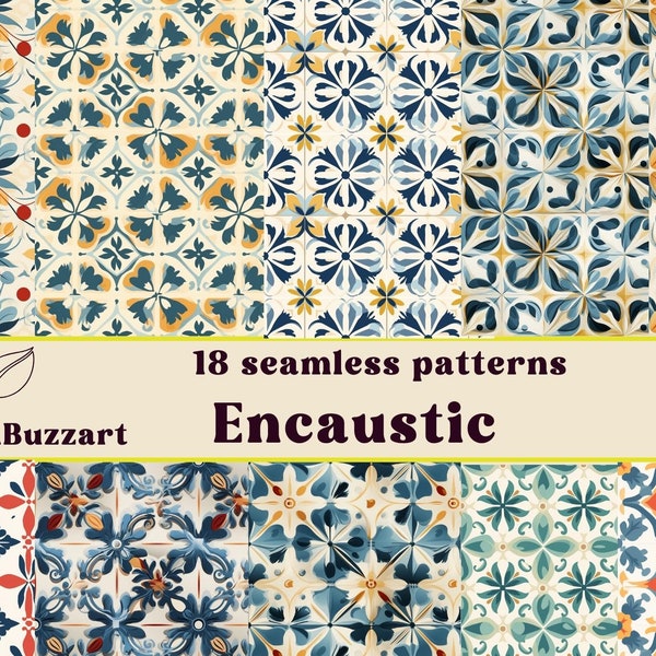 Encaustic Seamless Patterns|  Instant Download Digital  Papers