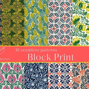 Block Print Seamless Patterns| Elegant Indian Block patterns for  Fabric and Art