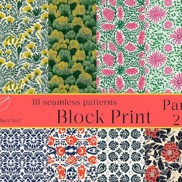 Block Print Seamless Patterns| Élégants motifs indiens en bloc pour le tissu et l'art | Partie 2