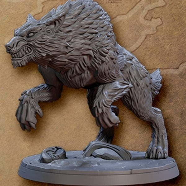 Wilde verschrikkelijke wolf | x4-bundel | Nomade Orr-ugs | Beest | Monster | Ambachtsgilde | D&D | Miniaturen | Tafelblad-RPG | 28 mm schaal