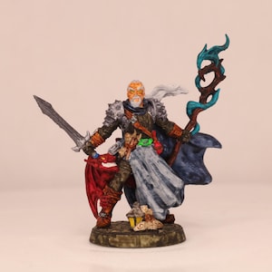 Hand-Painted D&D Mini | Wizard | Humanoid | Imp Companion | 32mm Scale | 25mm Base | Designed by Artisan Guild | Painted by Advent3DPrints