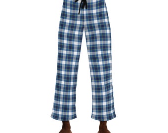 Blue Plaid Tartan Pajama Pants.