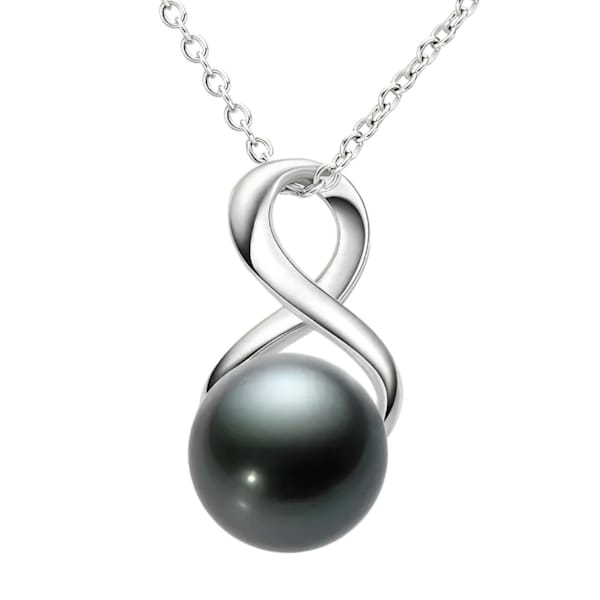 Natural Pearl necklace ,tahitian black pearl, pearl size 9-9.5mm, genuine pearl, women jewelry, Necklace lenth 45cm, high quality pearl