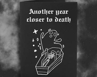 Spooky Birthday Card: Goth Skeleton, Ghost Design