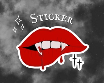 Vampire sticker, Vampire lips, Glossy decals, Goth stickers, Halloween laptop stickers, Horror decal, Spooky gifts, Vampyr, Vampire fangs