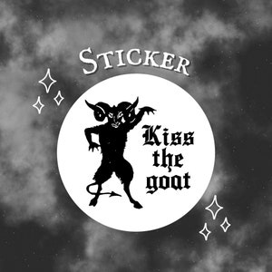 Geit sticker, Kus de geit, Glanzende stickers, Goth stickers, Halloween laptop stickers, Horror sticker, Spookachtige geschenken, Duivel sticker, Occult
