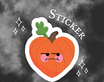 Sticker citrouille coeur : Sticker horreur Halloween brillant