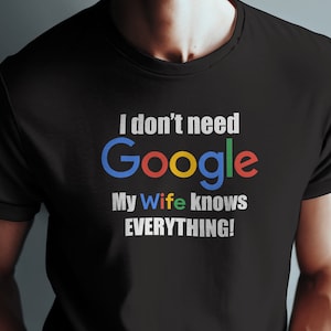 Funny &quot;I don&#39;t need Google My Wife Knows Everything!&quot; Logo 2 High Resolution PNG Transparent ClipArt to Print on T-Shirts for COMMERCIAL USE