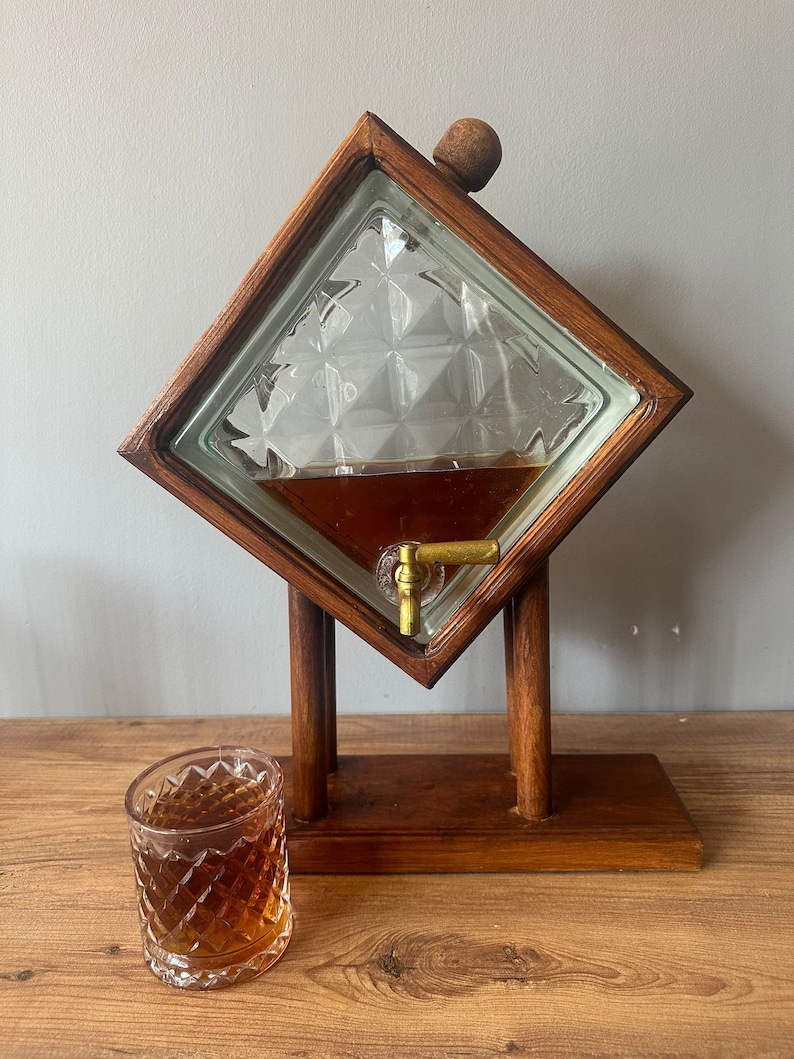 Wooden Whisky Dispenser, Home Bar, Bourbon Decanter , Drink Dispenser