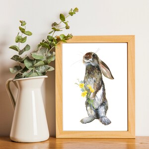 Hare Print (Hare with buttercups, cute hare)