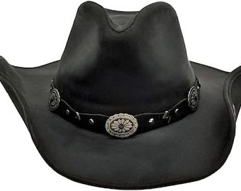 texasleather7273  Shapeable Leather Cowboy Western Hat dump sides style