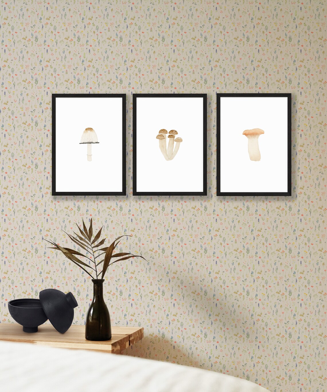 Single Dome Mushroom Watercolour Print Earthy Wall Art Beige Brown Art ...