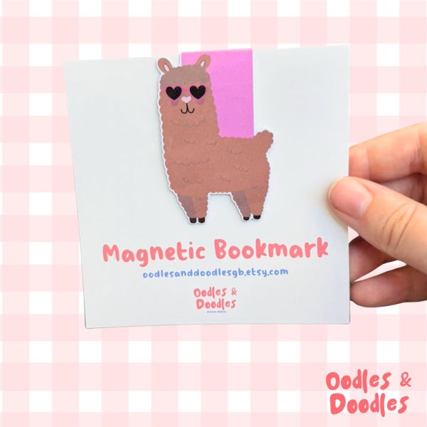 Brown Alpaca with Sunglasses Magnetic Bookmark | Gift for Reader