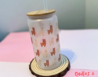 Alpaca Frosted Glass Tumbler: 18oz Llama Iced Coffee Cup