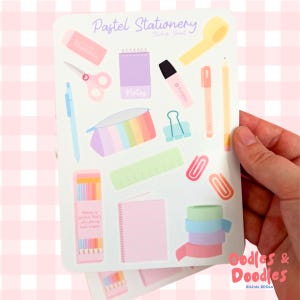 Pastel Stationery Sticker Sheet: Waterproof Vinyl Planner Stickers image 3