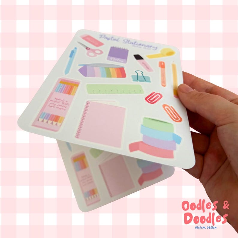 Pastel Stationery Sticker Sheet: Waterproof Vinyl Planner Stickers image 6