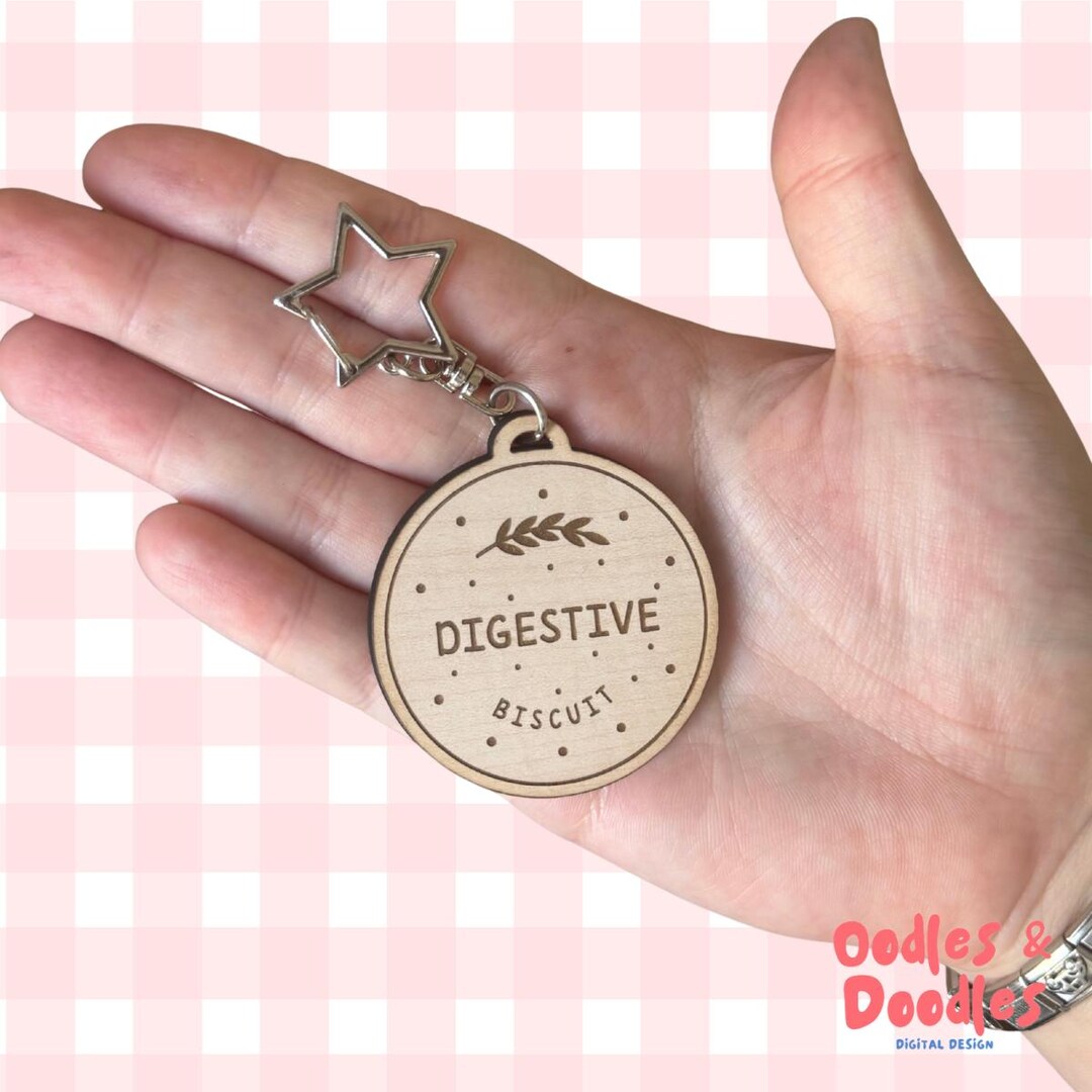 Digestive Key Ring Wooden Digestive Biscuit Keyring: Laser Engraved MDF With Star Clasp - Etsy