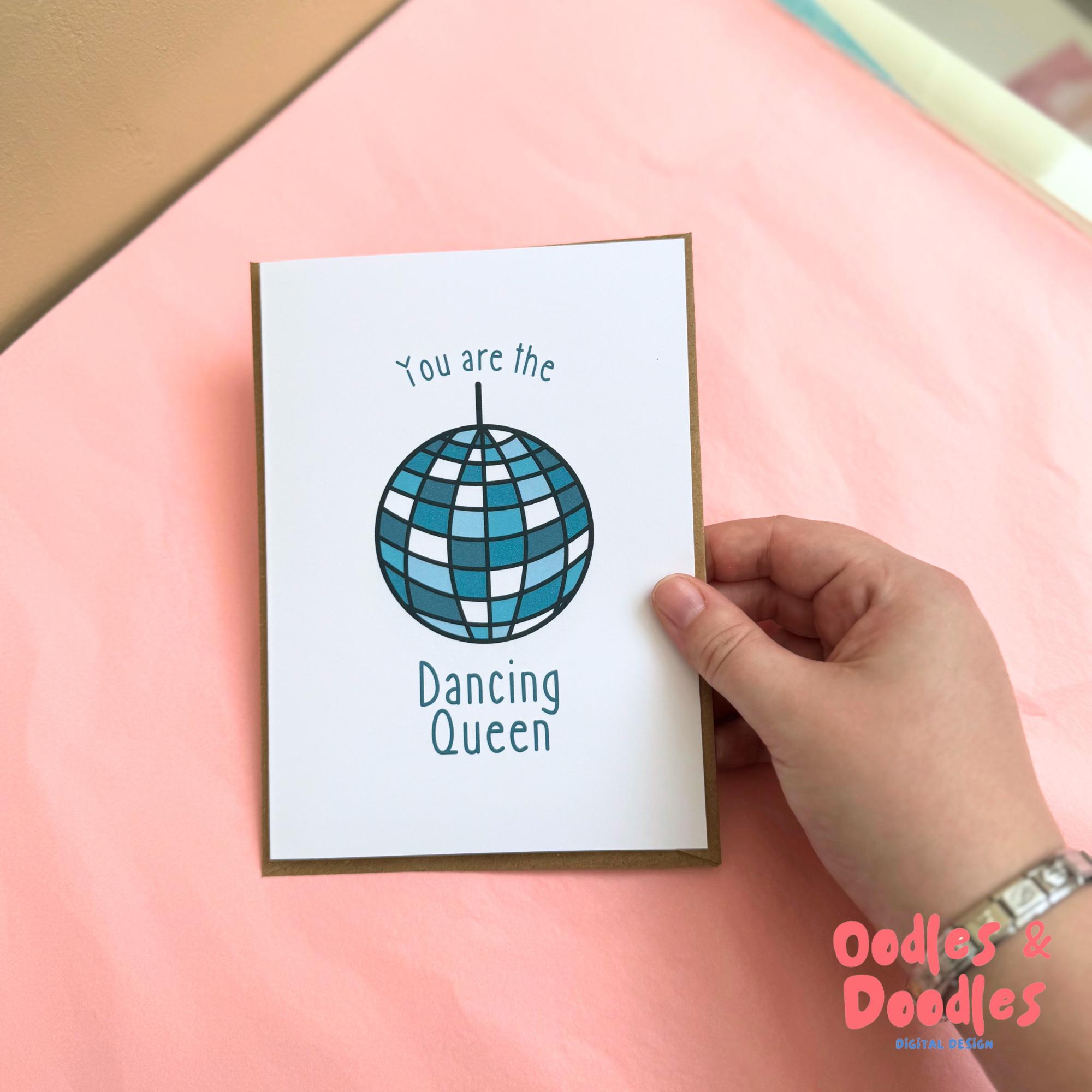 Central 23 Geburtstagskarte Disco-Tanz – „You Are The Dancing Queen“ – Mit Aufklebern – Für Tante, Freundin, Schwester, Mama – 145x145mm, Blanko Innen