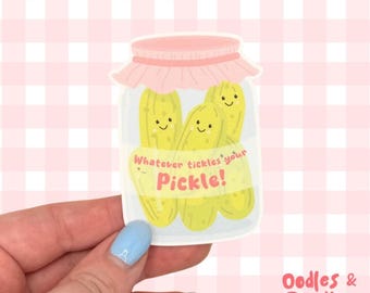 Funny Pickle Jar Vinyl Sticker, Waterproof (3 Inches, Holographic or Matte)