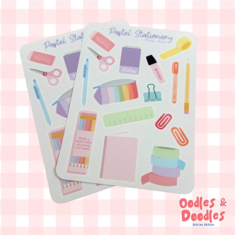 Pastel Stationery Sticker Sheet: Waterproof Vinyl Planner Stickers image 5